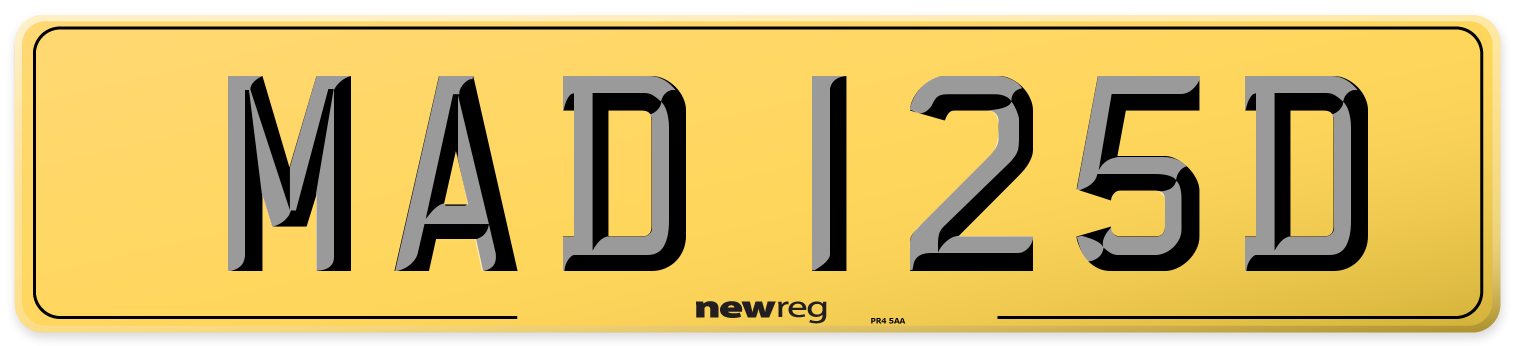 MAD 125D Rear Number Plate