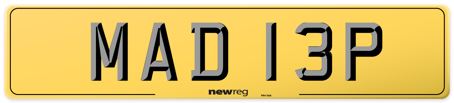 MAD 13P Rear Number Plate