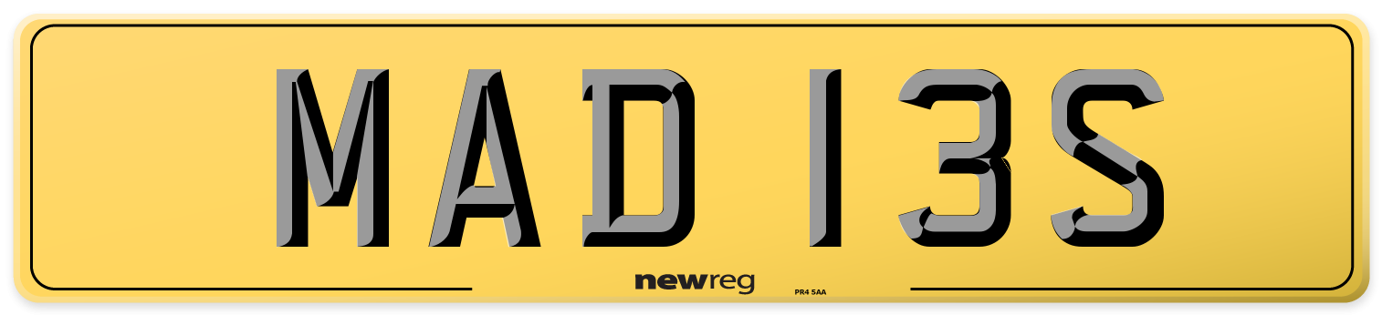 MAD 13S Rear Number Plate