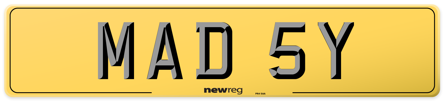 MAD 5Y Rear Number Plate