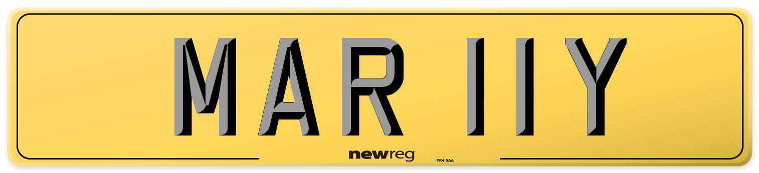 MAR 11Y Rear Number Plate
