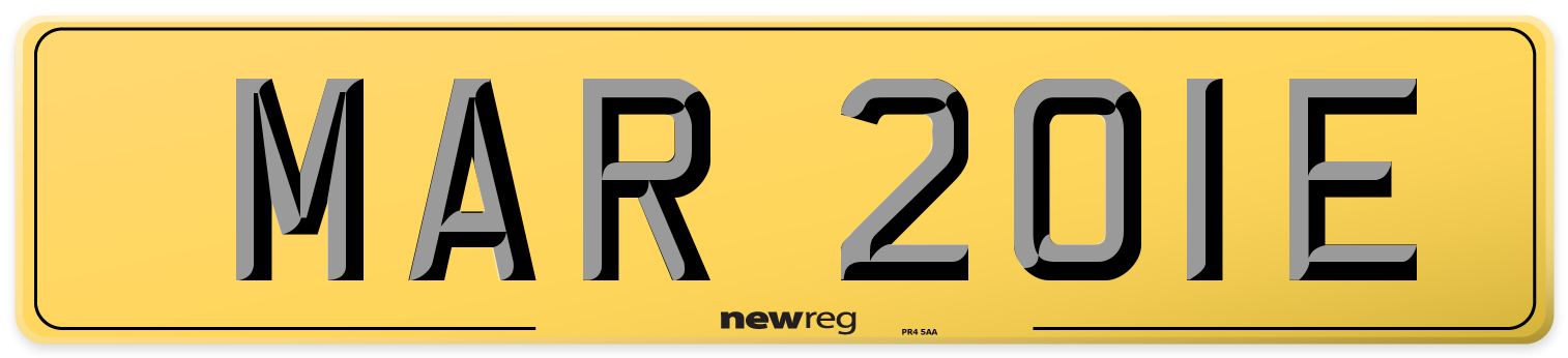 MAR 201E Rear Number Plate