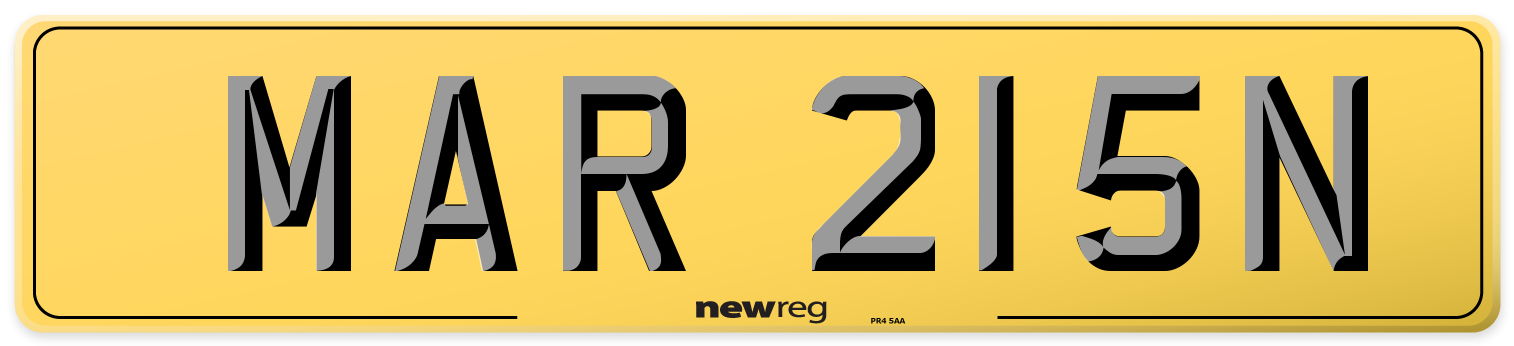MAR 215N Rear Number Plate