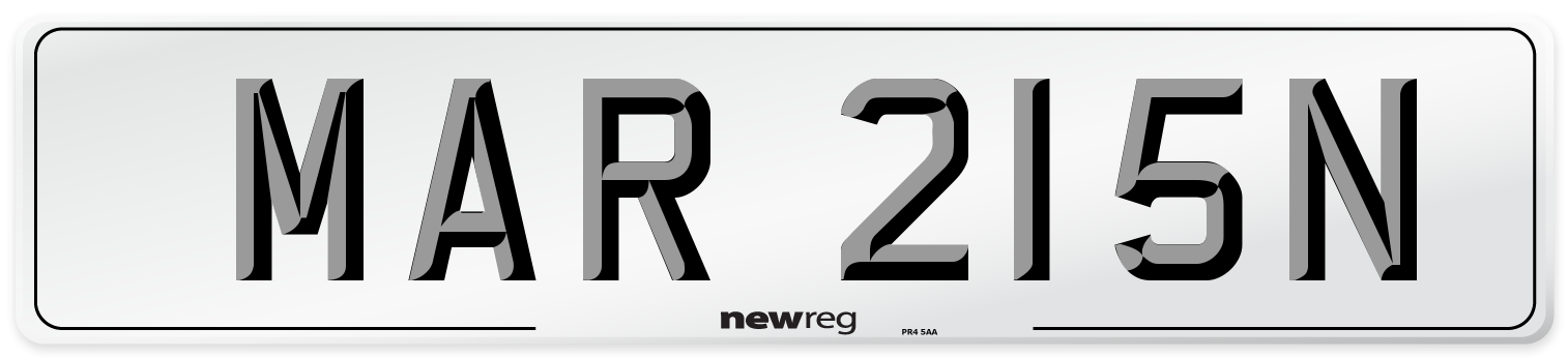 MAR 215N Front Number Plate