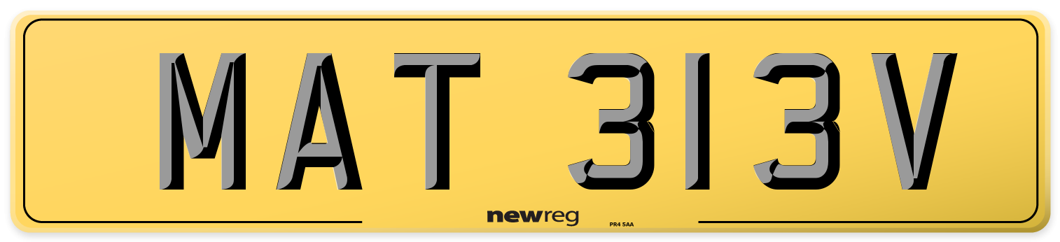 MAT 313V Rear Number Plate