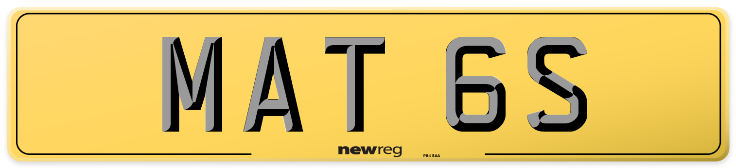 MAT 6S Rear Number Plate