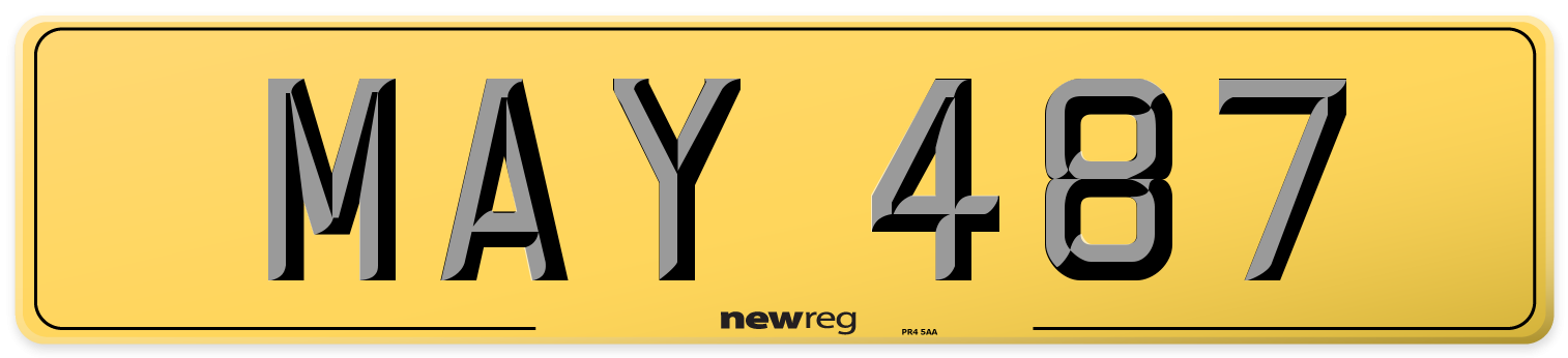 MAY 487 Rear Number Plate