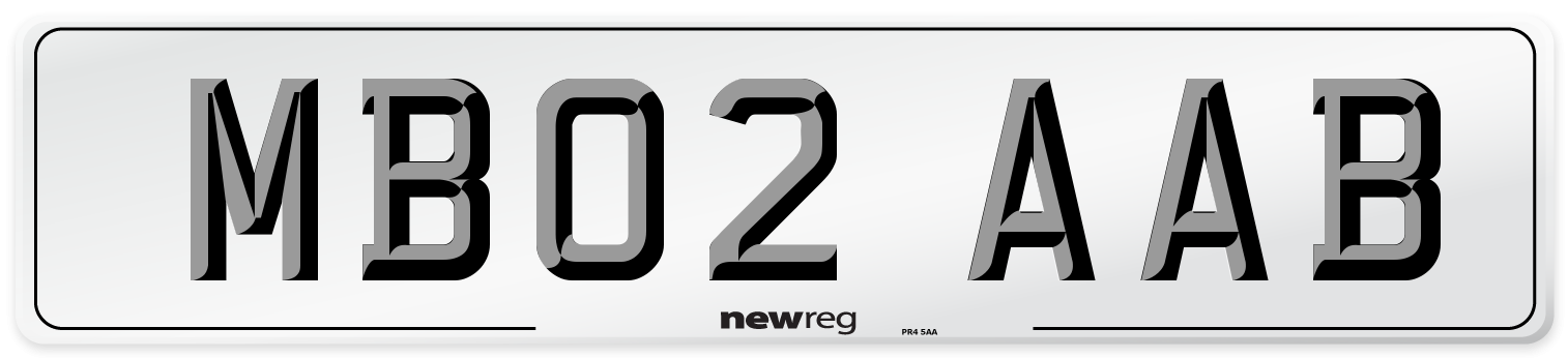 MB02 AAB Front Number Plate
