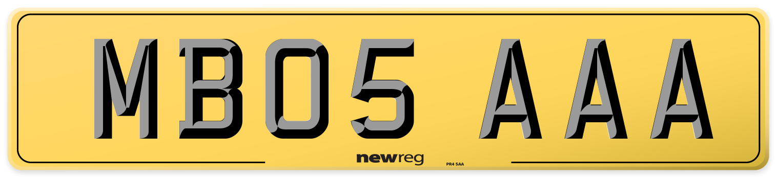 MB05 AAA Rear Number Plate