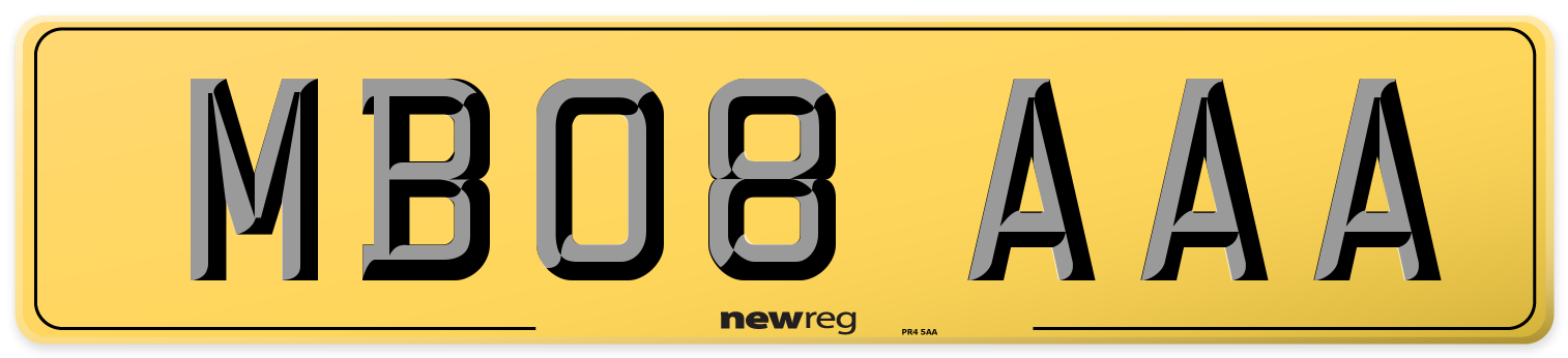 MB08 AAA Rear Number Plate