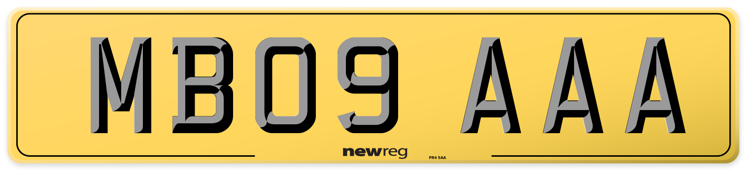 MB09 AAA Rear Number Plate