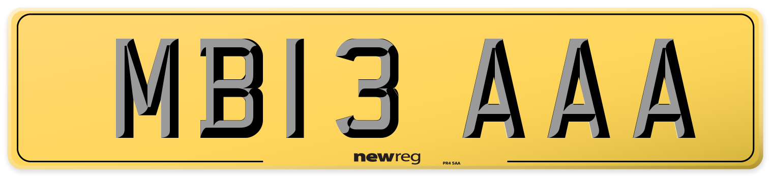 MB13 AAA Rear Number Plate