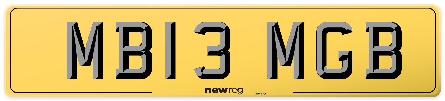 MB13 MGB Rear Number Plate