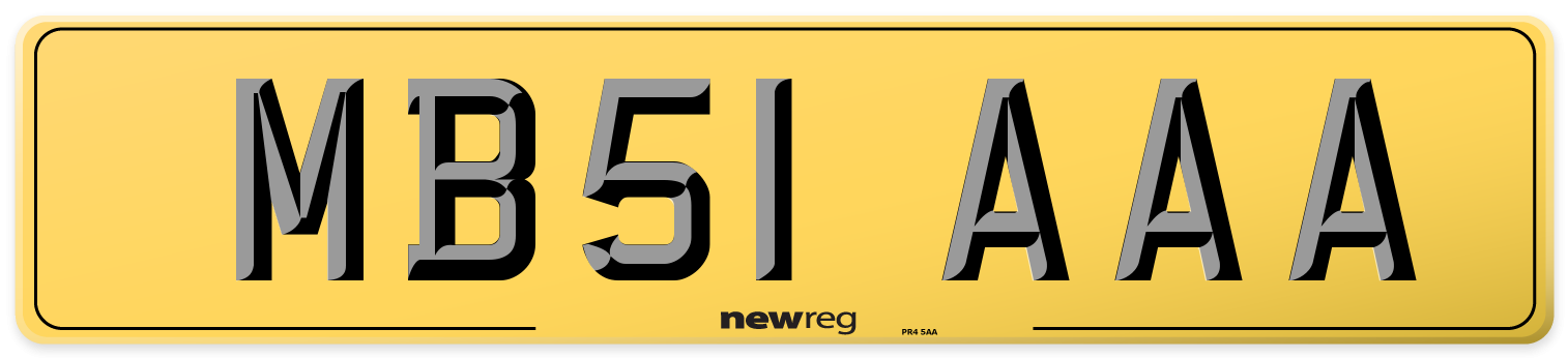 MB51 AAA Rear Number Plate