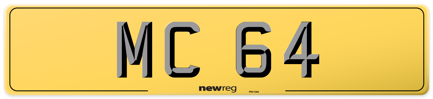 MC 64 Rear Number Plate