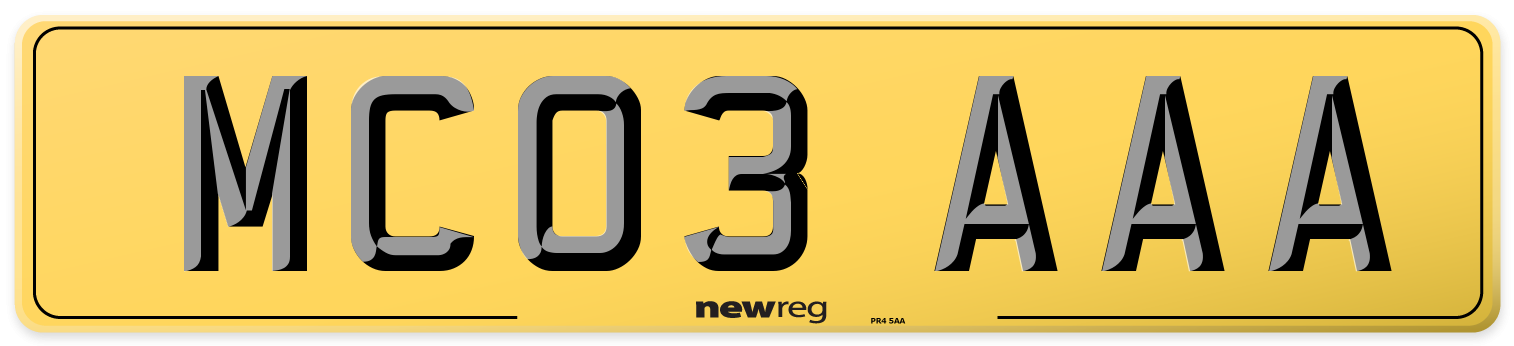 MC03 AAA Rear Number Plate