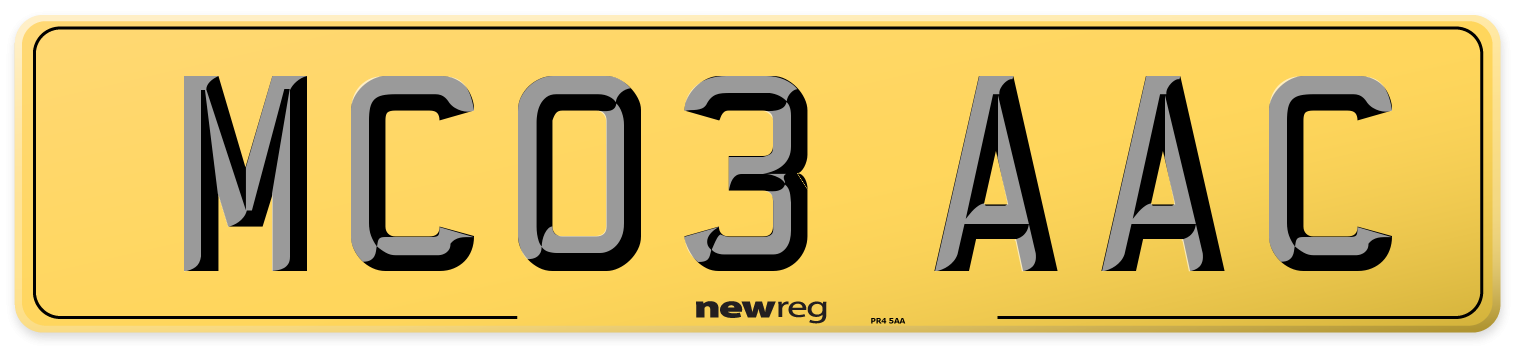 MC03 AAC Rear Number Plate