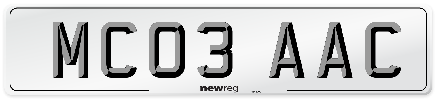 MC03 AAC Front Number Plate