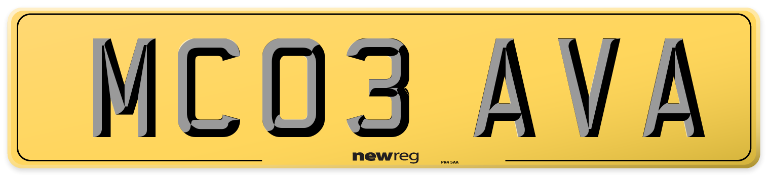 MC03 AVA Rear Number Plate