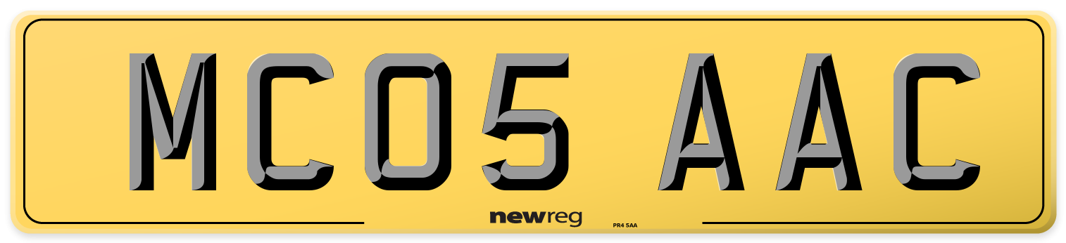 MC05 AAC Rear Number Plate