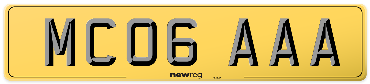 MC06 AAA Rear Number Plate