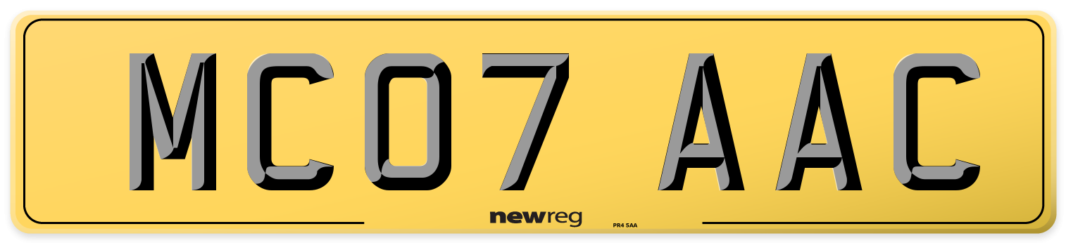 MC07 AAC Rear Number Plate