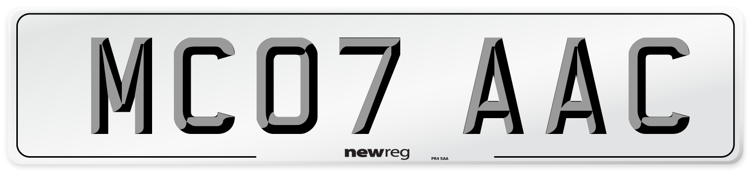 MC07 AAC Front Number Plate