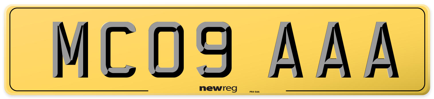 MC09 AAA Rear Number Plate