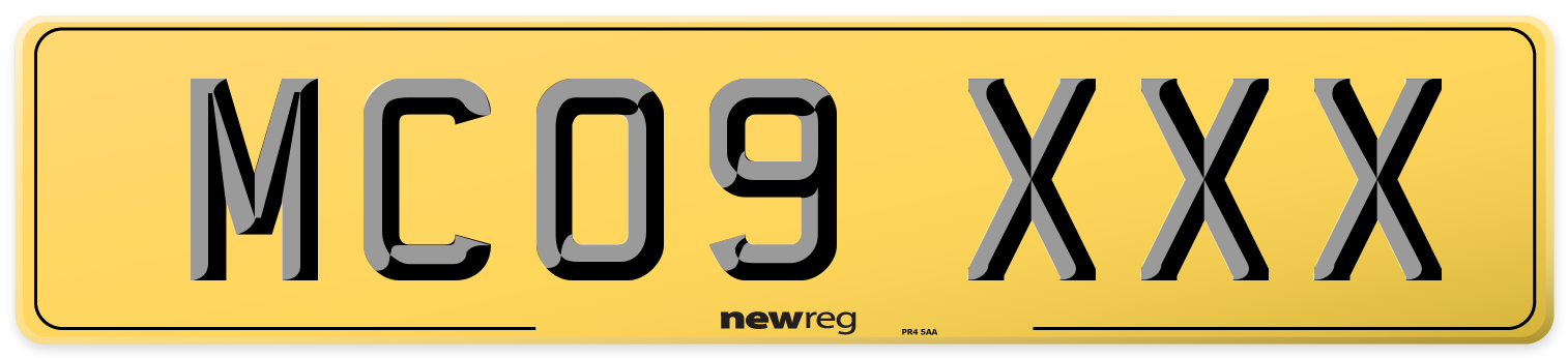 MC09 XXX Rear Number Plate