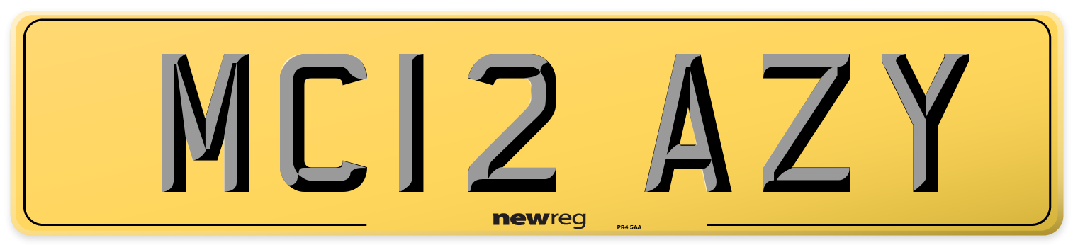 MC12 AZY Rear Number Plate