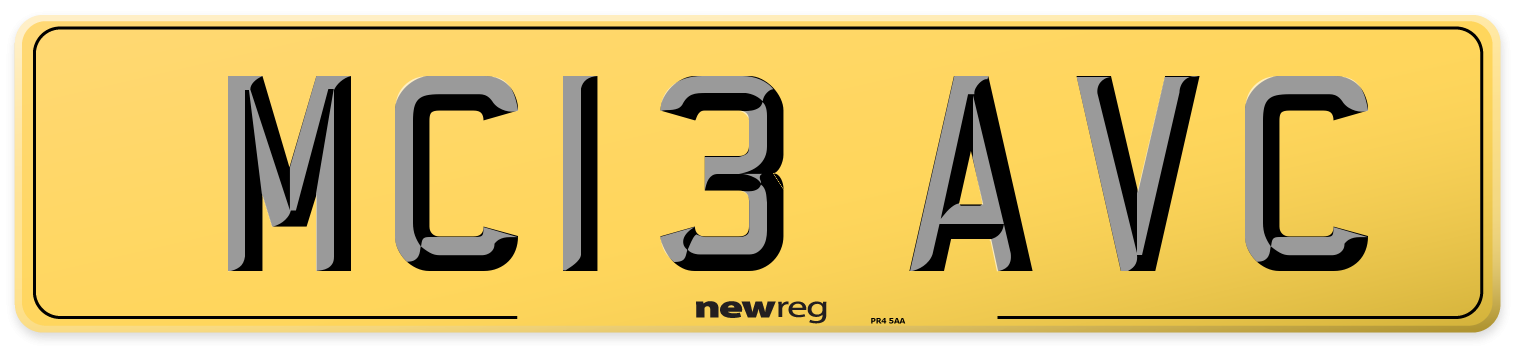 MC13 AVC Rear Number Plate