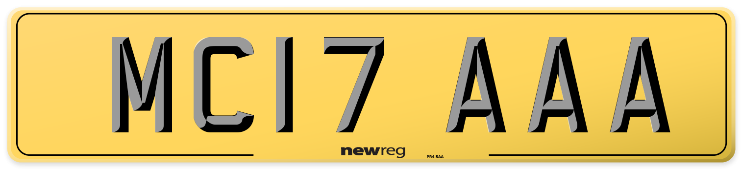 MC17 AAA Rear Number Plate