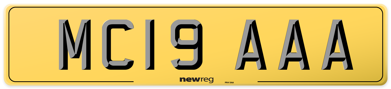 MC19 AAA Rear Number Plate