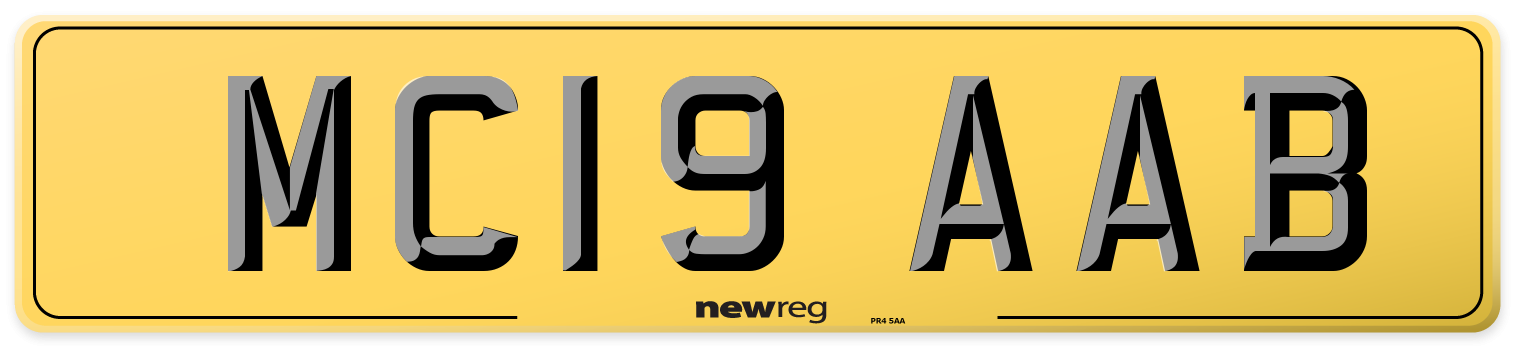 MC19 AAB Rear Number Plate