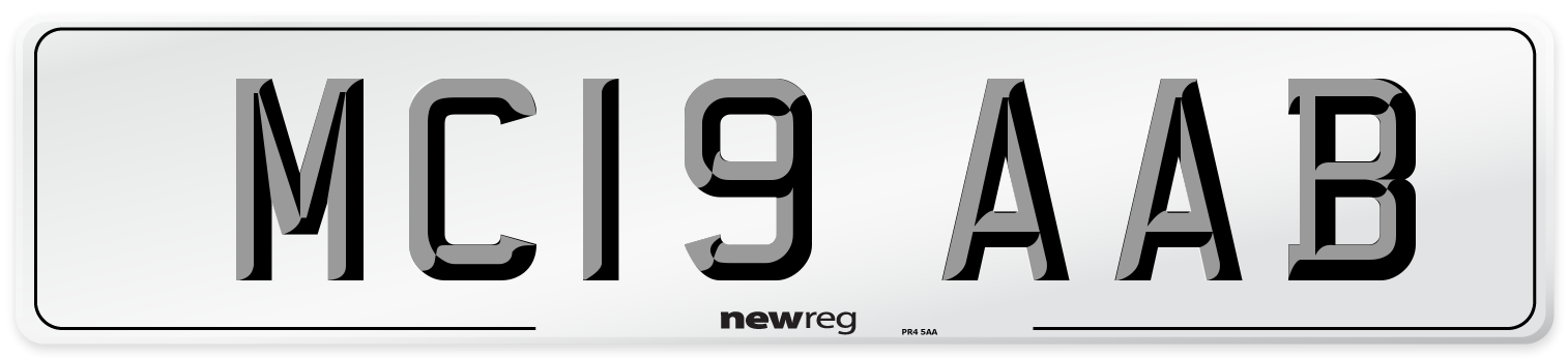 MC19 AAB Front Number Plate