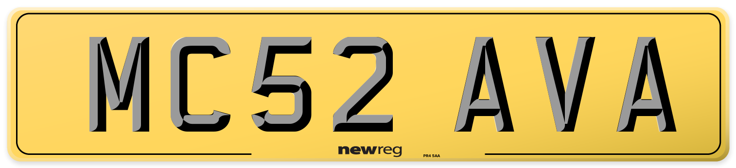 MC52 AVA Rear Number Plate