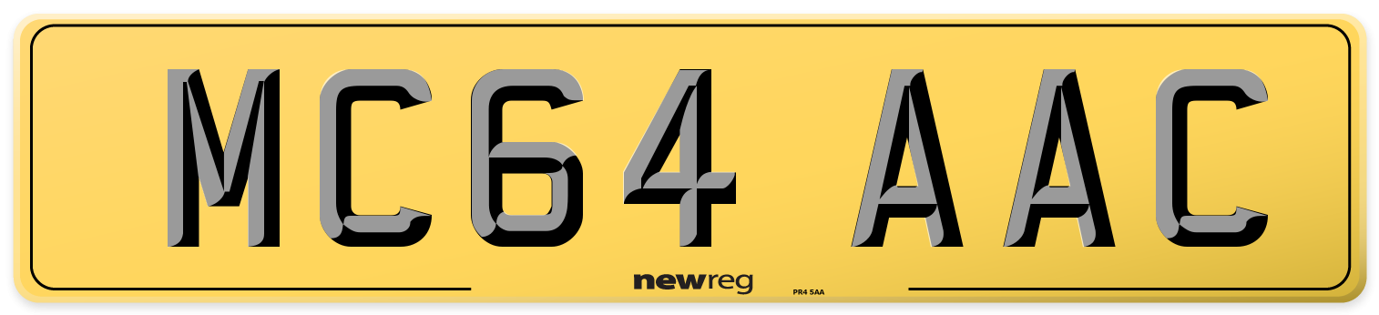 MC64 AAC Rear Number Plate