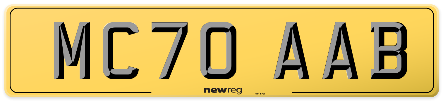 MC70 AAB Rear Number Plate