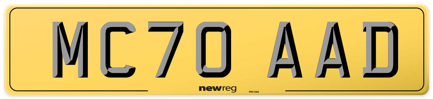 MC70 AAD Rear Number Plate