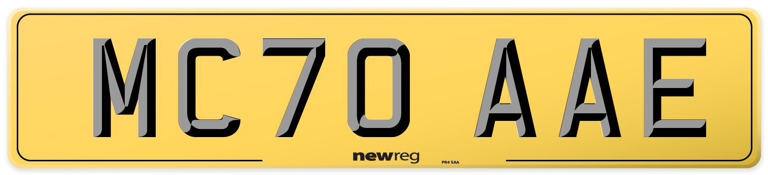 MC70 AAE Rear Number Plate