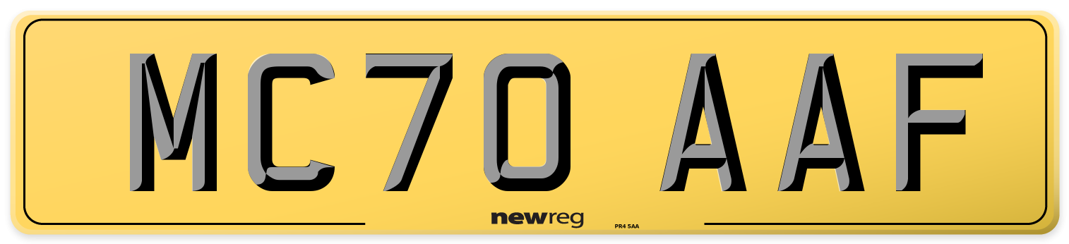 MC70 AAF Rear Number Plate