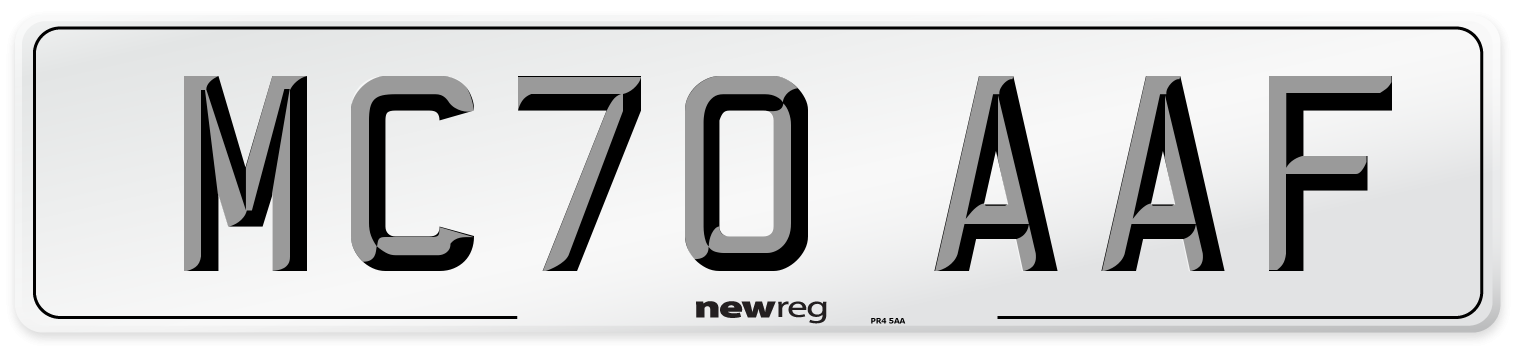 MC70 AAF Front Number Plate