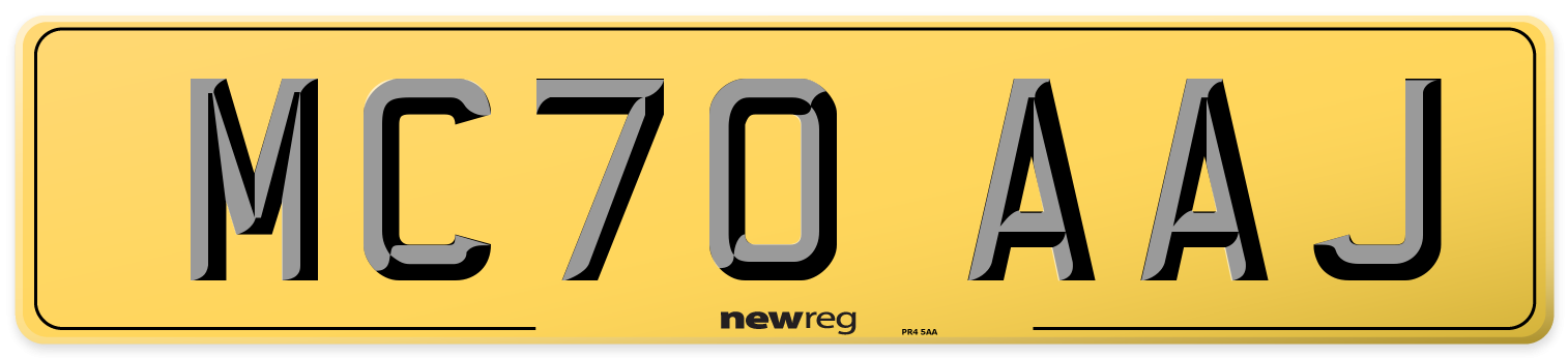 MC70 AAJ Rear Number Plate
