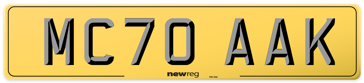 MC70 AAK Rear Number Plate