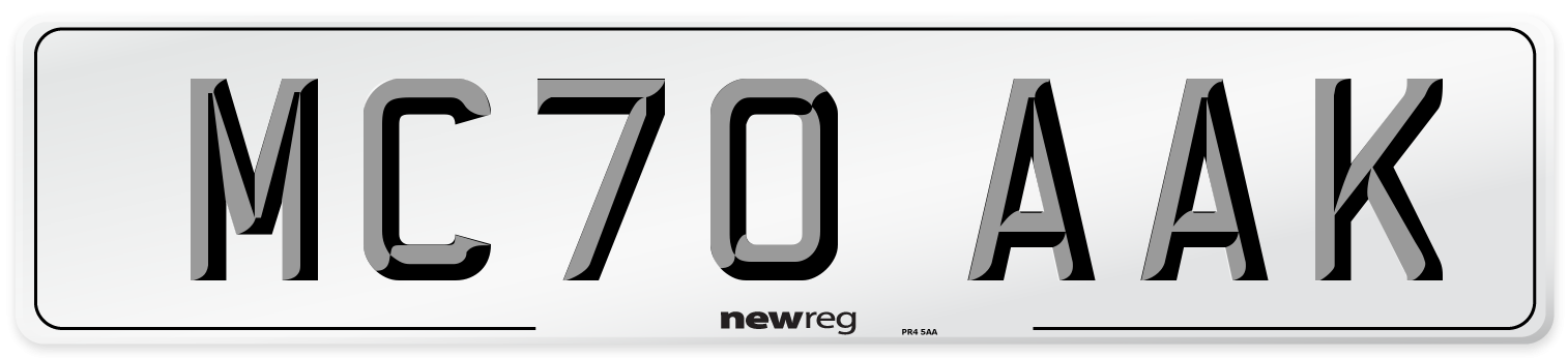 MC70 AAK Front Number Plate