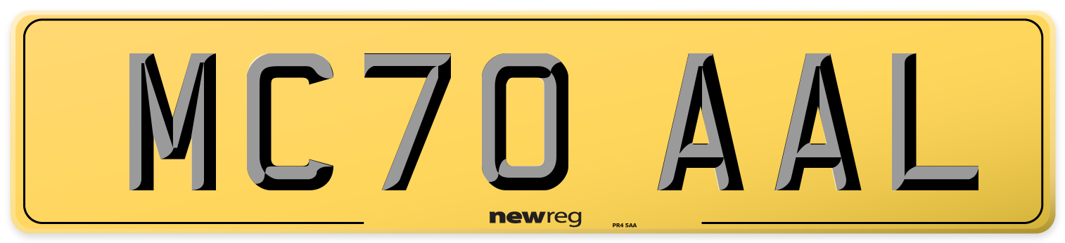 MC70 AAL Rear Number Plate
