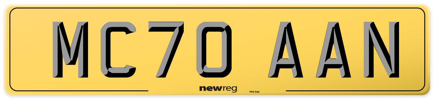 MC70 AAN Rear Number Plate