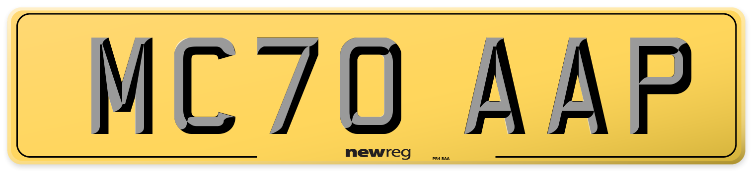 MC70 AAP Rear Number Plate