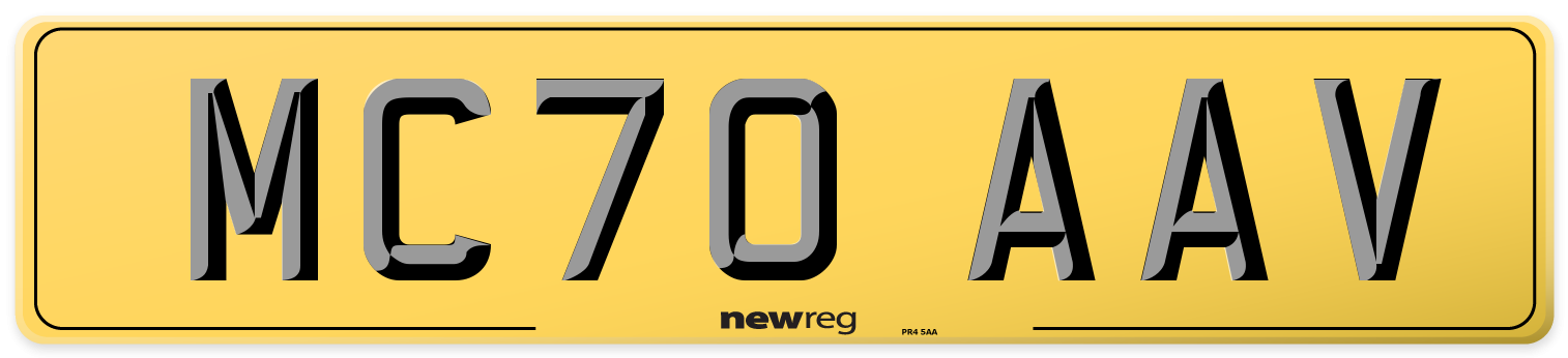 MC70 AAV Rear Number Plate