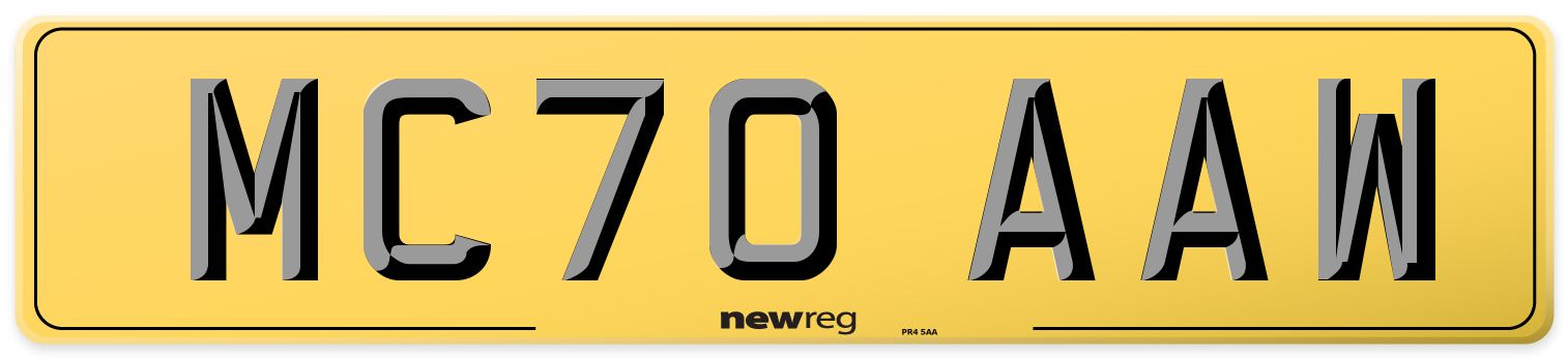 MC70 AAW Rear Number Plate